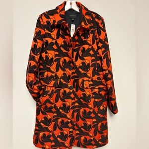 NWT Ann Taylor orang & black mid-length overcoat | M